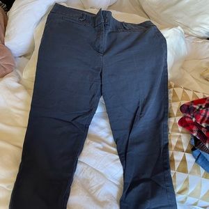 LOFT Navy Marisa Cropped Skinny Trousers